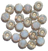 20 12x4mm White Opal with Gold Two Hole Sunflowers